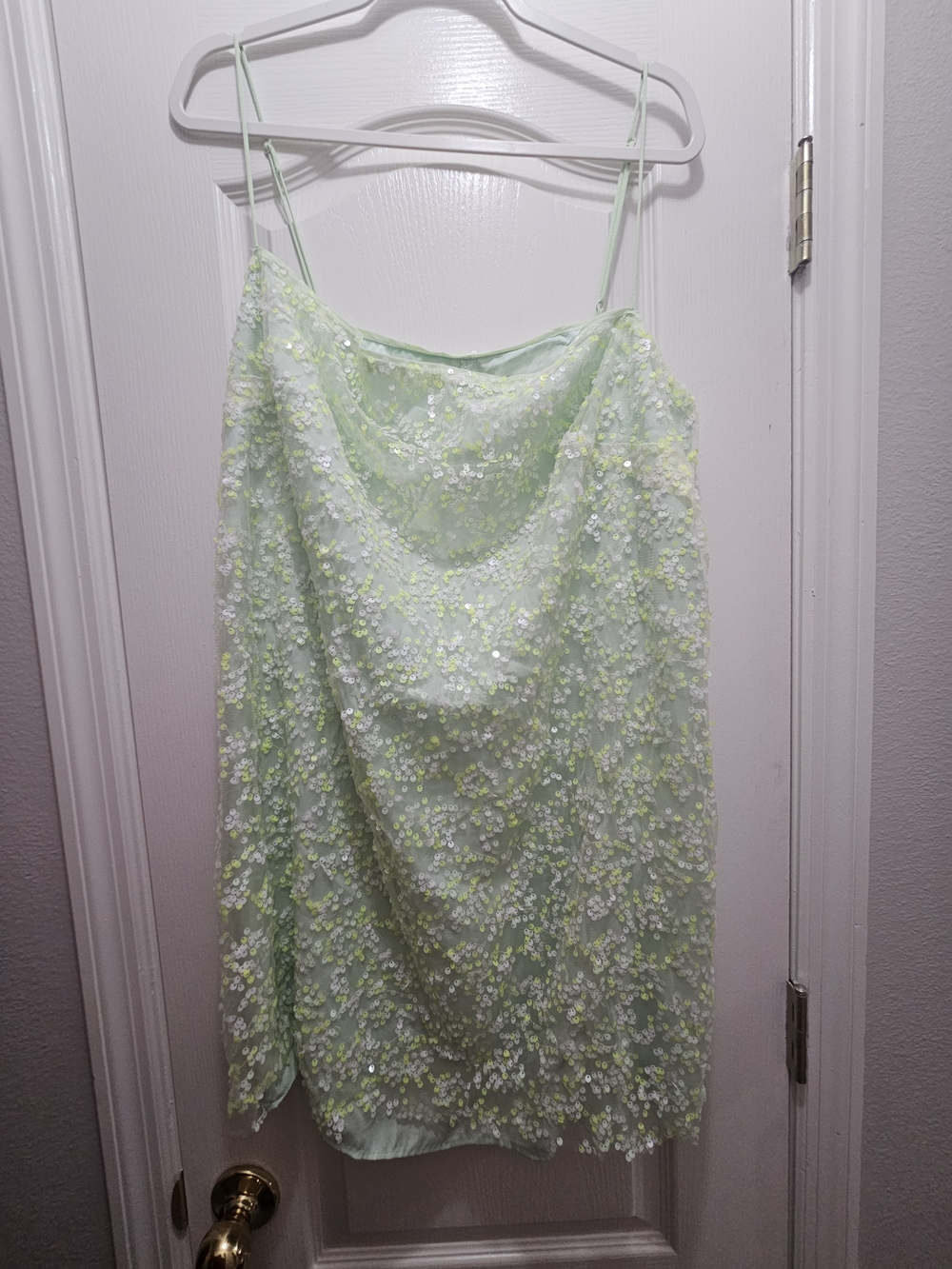 Light Green Sequin Floral Dress Or Top- Women